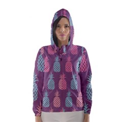 Pineapple Pattern  Hooded Wind Breaker (women) by Nexatart