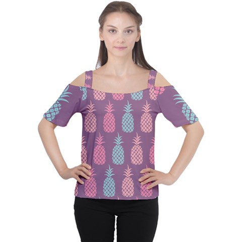 Pineapple Pattern  Women s Cutout Shoulder Tee by Nexatart