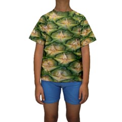 Pineapple Pattern Kids  Short Sleeve Swimwear by Nexatart