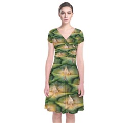 Pineapple Pattern Short Sleeve Front Wrap Dress by Nexatart