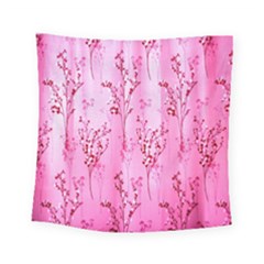 Pink Curtains Background Square Tapestry (small)