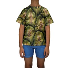 Pineapple Fruit Close Up Macro Kids  Short Sleeve Swimwear by Nexatart