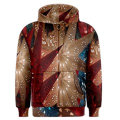 Poinsettia Red Blue White Men s Zipper Hoodie by Nexatart