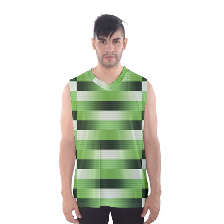 Pinstripes Green Shapes Shades Men s Basketball Tank Top