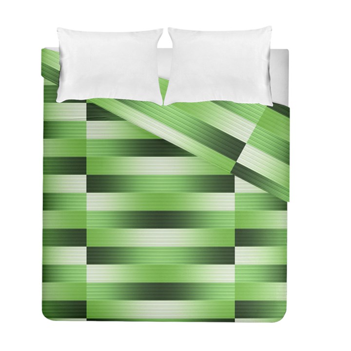 Pinstripes Green Shapes Shades Duvet Cover Double Side (Full/ Double Size)