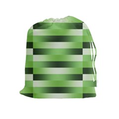 Pinstripes Green Shapes Shades Drawstring Pouches (extra Large) by Nexatart