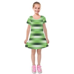 Pinstripes Green Shapes Shades Kids  Short Sleeve Velvet Dress by Nexatart