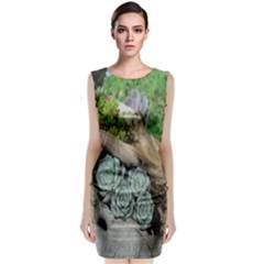 Plant Succulent Plants Flower Wood Sleeveless Velvet Midi Dress by Nexatart