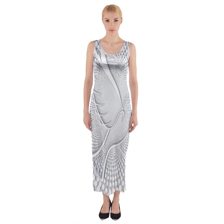 Points Circle Dove Harmony Pattern Fitted Maxi Dress