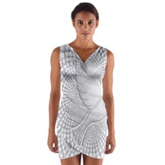 Points Circle Dove Harmony Pattern Wrap Front Bodycon Dress