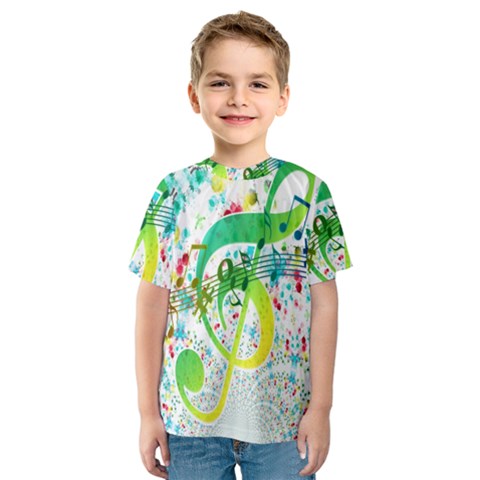 Points Circle Music Pattern Kids  Sport Mesh Tee by Nexatart