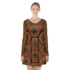 Psychedelic Pattern Long Sleeve Velvet V-neck Dress by Nexatart