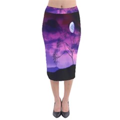 Purple Sky Velvet Midi Pencil Skirt by Nexatart