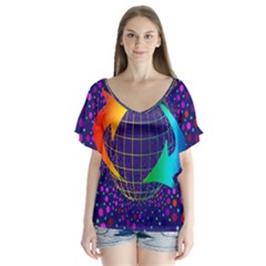 Recycling Arrows Circuit Flutter Sleeve Top by Nexatart