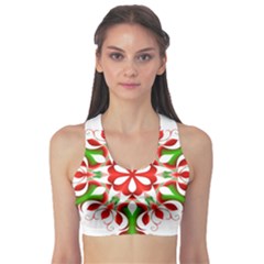 Red And Green Snowflake Sports Bra by Nexatart