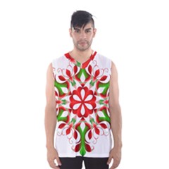 Red And Green Snowflake Men s Basketball Tank Top by Nexatart