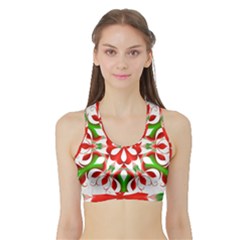 Red And Green Snowflake Sports Bra With Border by Nexatart