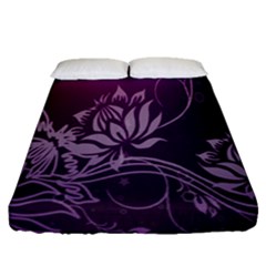 Purple Lotus Fitted Sheet (queen Size) by Nexatart