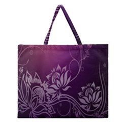 Purple Lotus Zipper Large Tote Bag by Nexatart