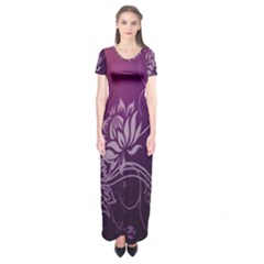 Purple Lotus Short Sleeve Maxi Dress by Nexatart