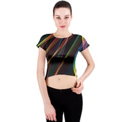 Rainbow Ribbons Crew Neck Crop Top by Nexatart