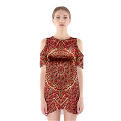 Red Tile Background Image Pattern Shoulder Cutout One Piece by Nexatart