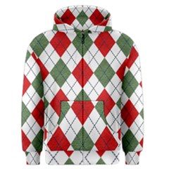 Red Green White Argyle Navy Men s Zipper Hoodie by Nexatart