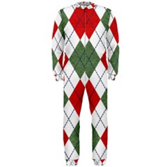 Red Green White Argyle Navy Onepiece Jumpsuit (men)  by Nexatart