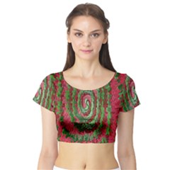 Red Green Swirl Twirl Colorful Short Sleeve Crop Top (tight Fit) by Nexatart