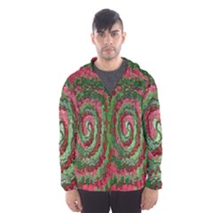 Red Green Swirl Twirl Colorful Hooded Wind Breaker (men) by Nexatart