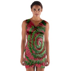 Red Green Swirl Twirl Colorful Wrap Front Bodycon Dress by Nexatart