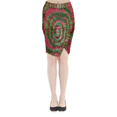 Red Green Swirl Twirl Colorful Midi Wrap Pencil Skirt by Nexatart