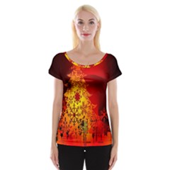 Red Silhouette Star Women s Cap Sleeve Top by Nexatart