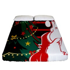 Santa Clause Xmas Fitted Sheet (queen Size) by Nexatart