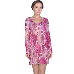 Roses Flowers Rose Blooms Nature Long Sleeve Nightdress by Nexatart