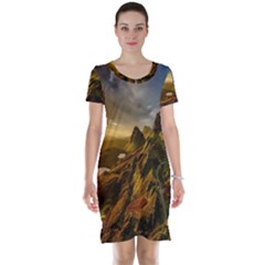 Scotland Landscape Scenic Mountains Short Sleeve Nightdress by Nexatart