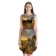 Scotland Landscape Scenic Mountains Sleeveless Chiffon Dress   by Nexatart