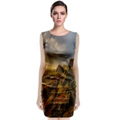 Scotland Landscape Scenic Mountains Sleeveless Velvet Midi Dress by Nexatart