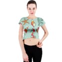 Seahorse Seashell Starfish Shell Crew Neck Crop Top View1