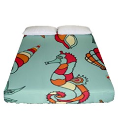 Seahorse Seashell Starfish Shell Fitted Sheet (queen Size) by Nexatart