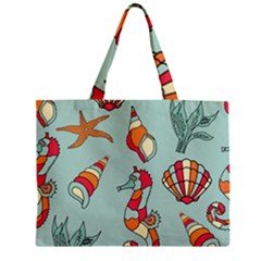 Seahorse Seashell Starfish Shell Zipper Mini Tote Bag by Nexatart