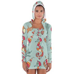 Seahorse Seashell Starfish Shell Women s Long Sleeve Hooded T-shirt by Nexatart