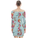 Seahorse Seashell Starfish Shell Long Sleeve Off Shoulder Dress View2