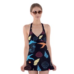 Seahorse Starfish Seashell Shell Halter Swimsuit Dress by Nexatart