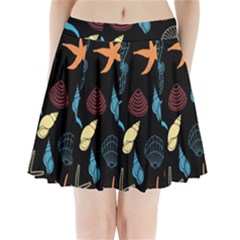 Seahorse Starfish Seashell Shell Pleated Mini Skirt by Nexatart