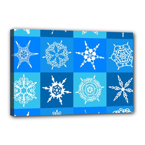 Seamless Blue Snowflake Pattern Canvas 18  X 12  by Nexatart