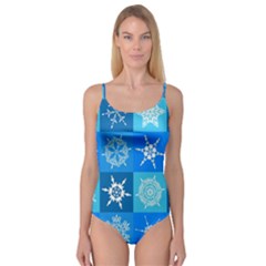 Seamless Blue Snowflake Pattern Camisole Leotard  by Nexatart