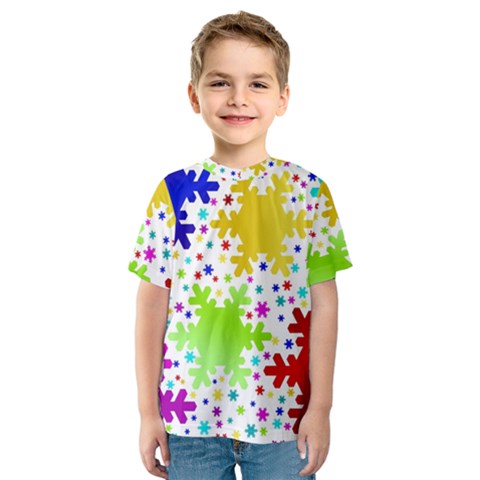 Seamless Snowflake Pattern Kids  Sport Mesh Tee by Nexatart