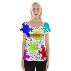 Seamless Snowflake Pattern Women s Cap Sleeve Top by Nexatart