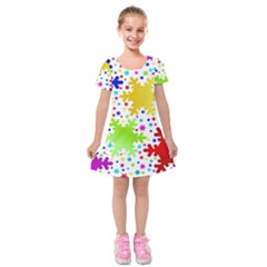 Seamless Snowflake Pattern Kids  Short Sleeve Velvet Dress by Nexatart